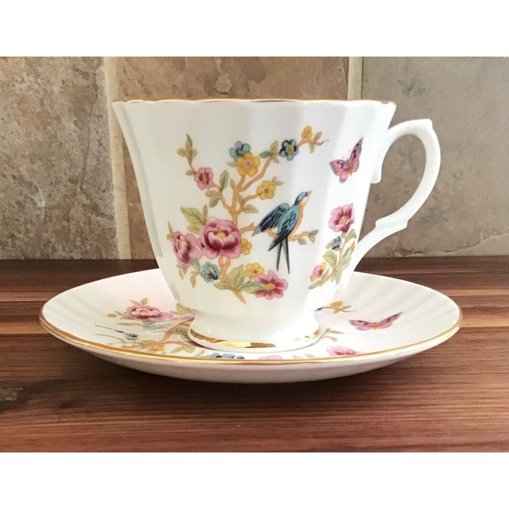 Duchess Blue Bird Teacup and Saucer Set Fine Bone China England Traditional